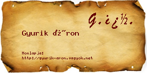 Gyurik Áron névjegykártya